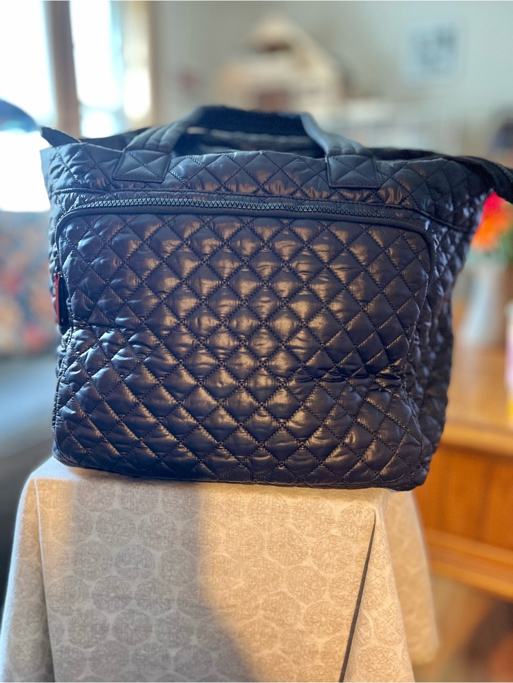 MZ Wallace Black Large Metro Quilted Travel Tote w/Large Pouch - Picture 3 of 14